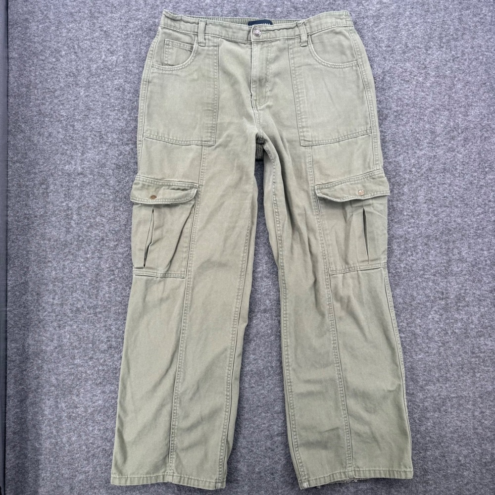Aeropostale Mens Utility Cargo Pants Olive Green Canvas Straight Leg 31 Inseam